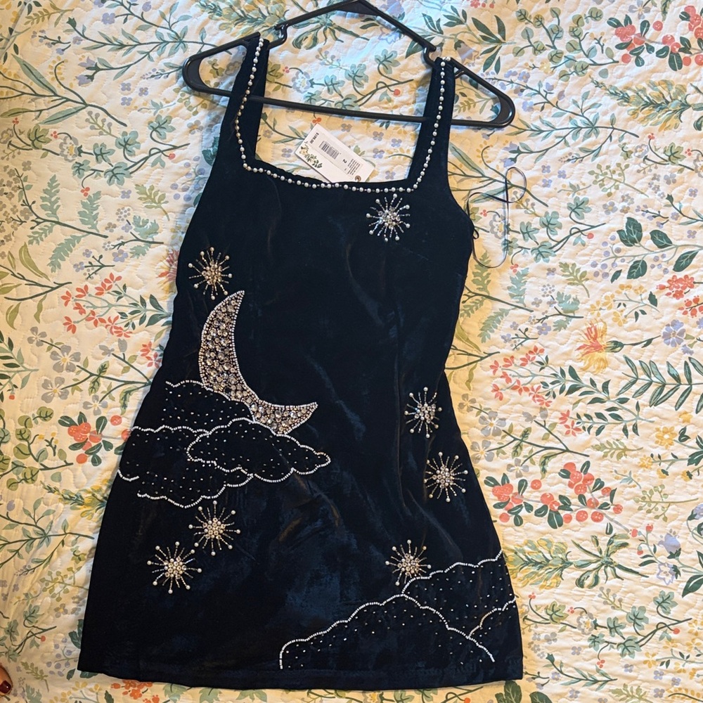 Chelsea & Violet Black Mini Dress with Silver Accents